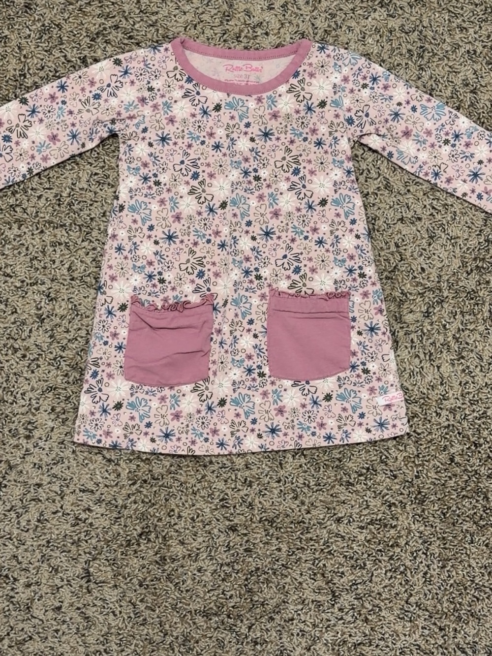 Ruffle Butts Pink Floral Pocket Nightgown with Rose Pockets